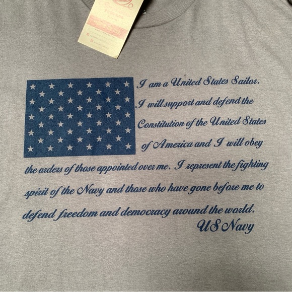 American Threads T Shirt Mens XXL Gray The Game US Navy American Flag USA Made - Picture 2 of 7